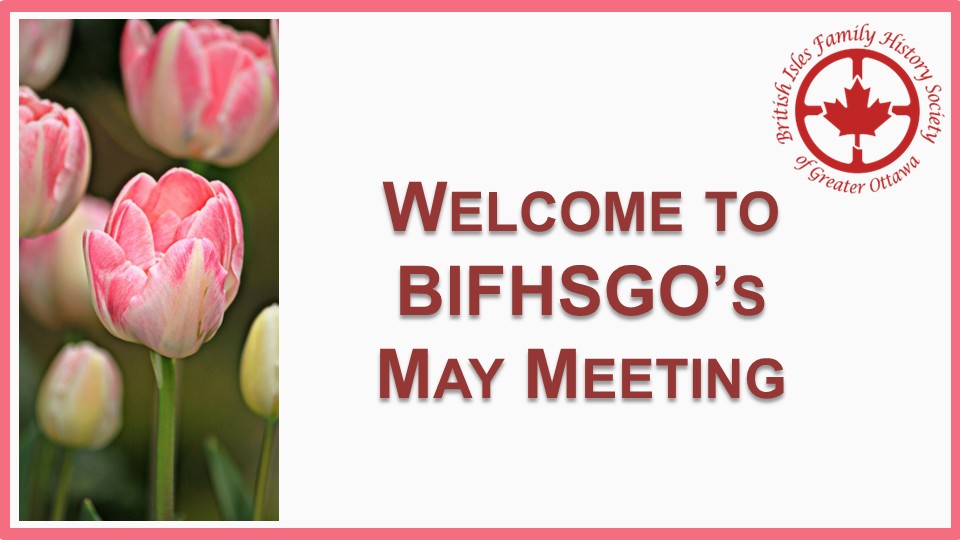 welcome screen of BIFHSGO's April meeting announcements