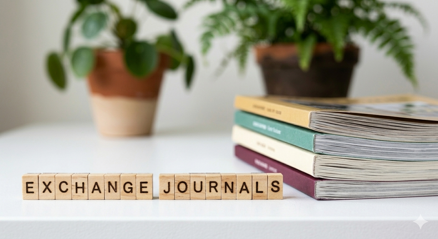 a stack of magazines on desk with house plants in the background